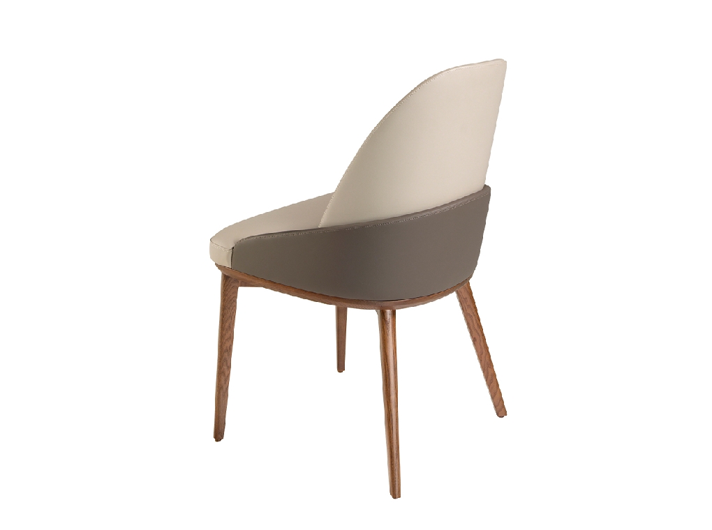 Dining chair upholstered in eco-leather with ash wood legs