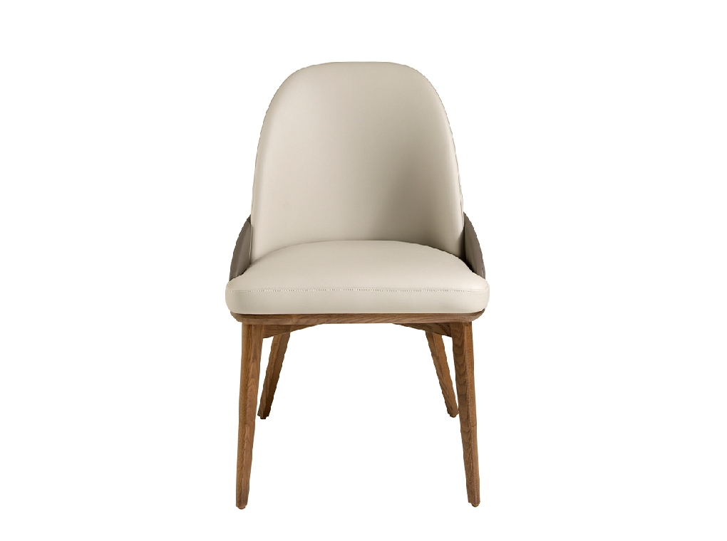 Dining chair upholstered in eco-leather with ash wood legs