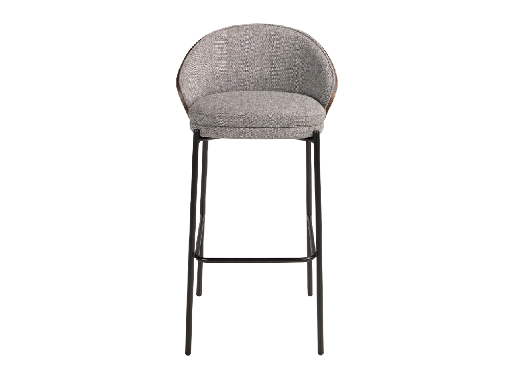 Tabouret en tissu gris et noyer