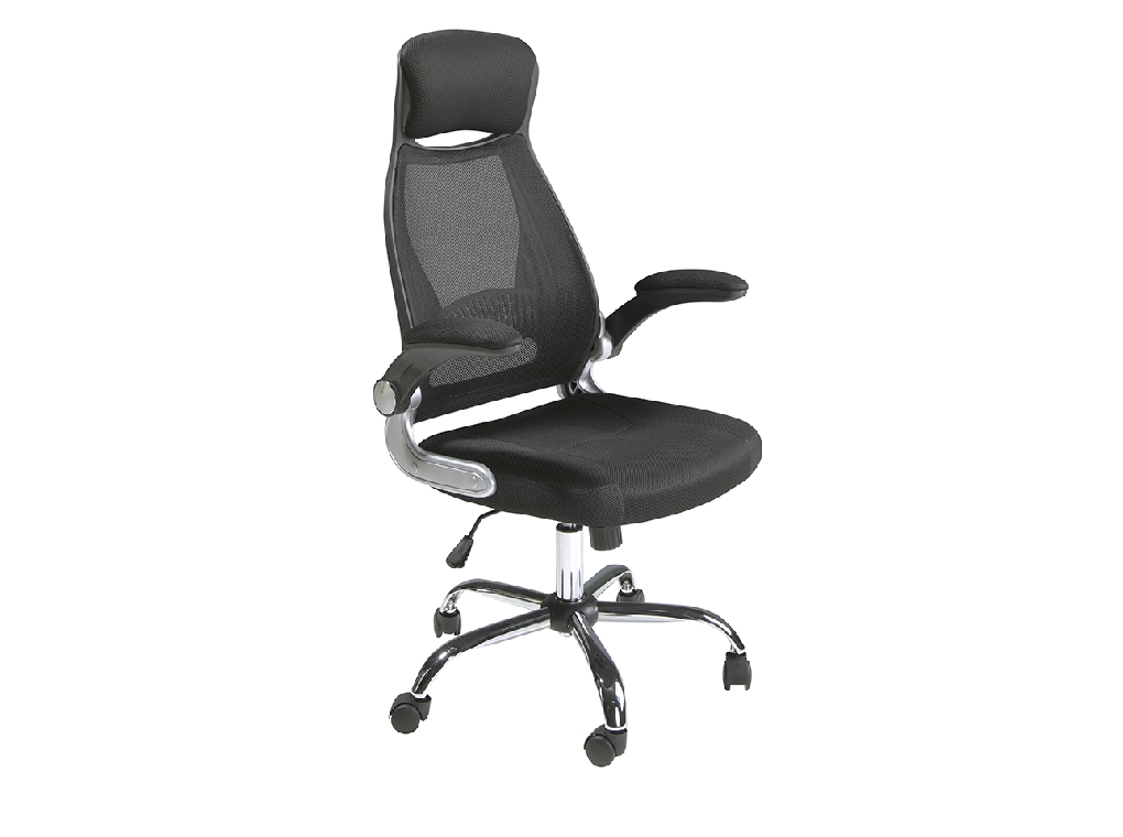 Black fabric swivel office chair