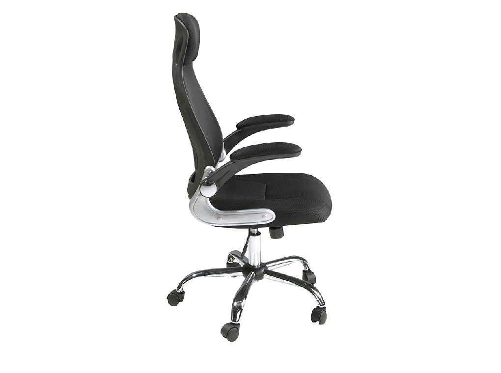 Black fabric swivel office chair