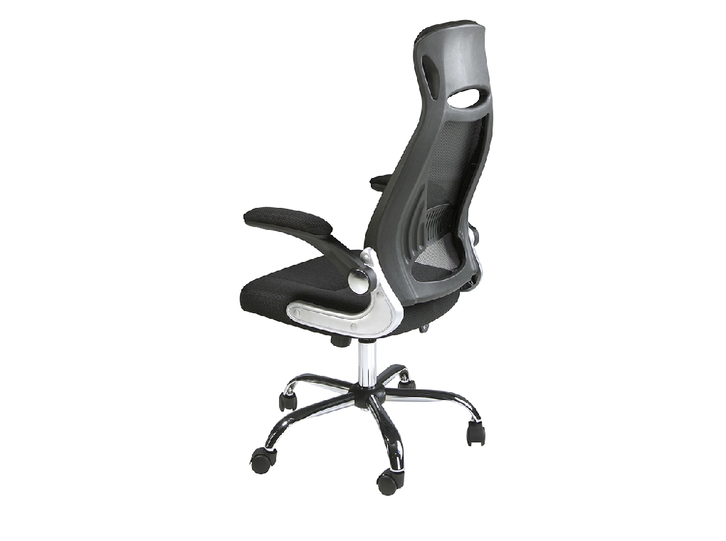 Black fabric swivel office chair