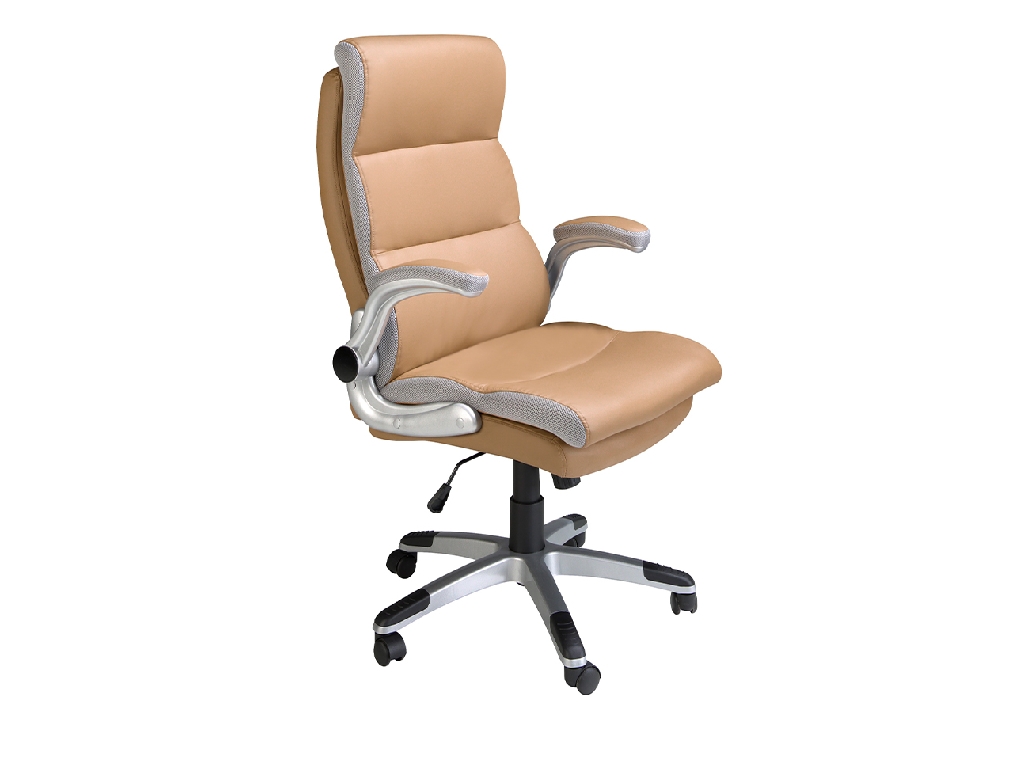 Brown leatherette swivel office chair