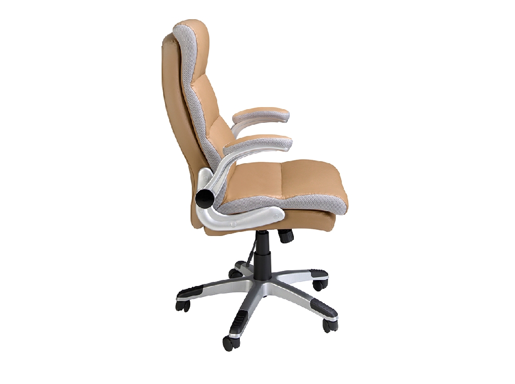 Brown leatherette swivel office chair