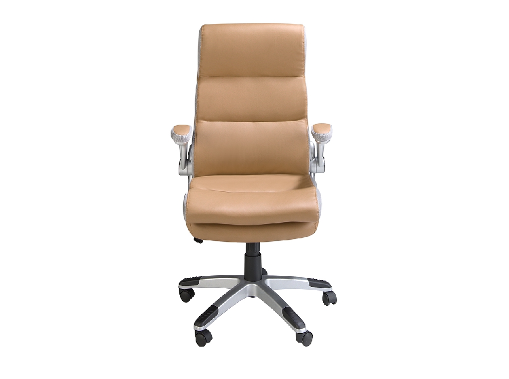 Brown leatherette swivel office chair