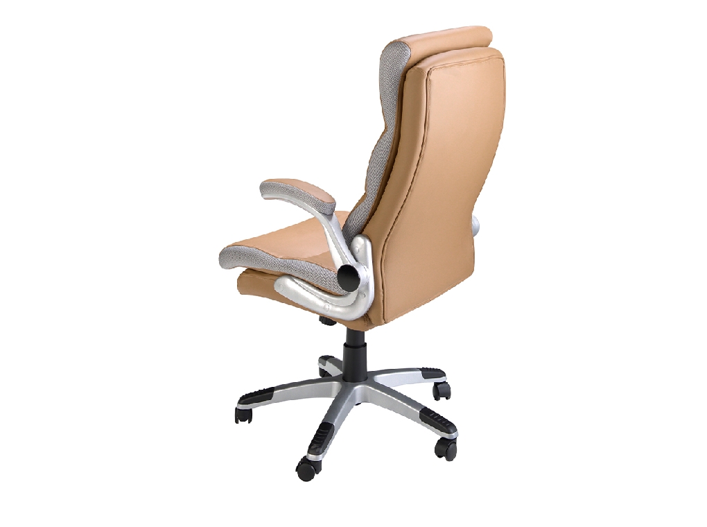Brown leatherette swivel office chair