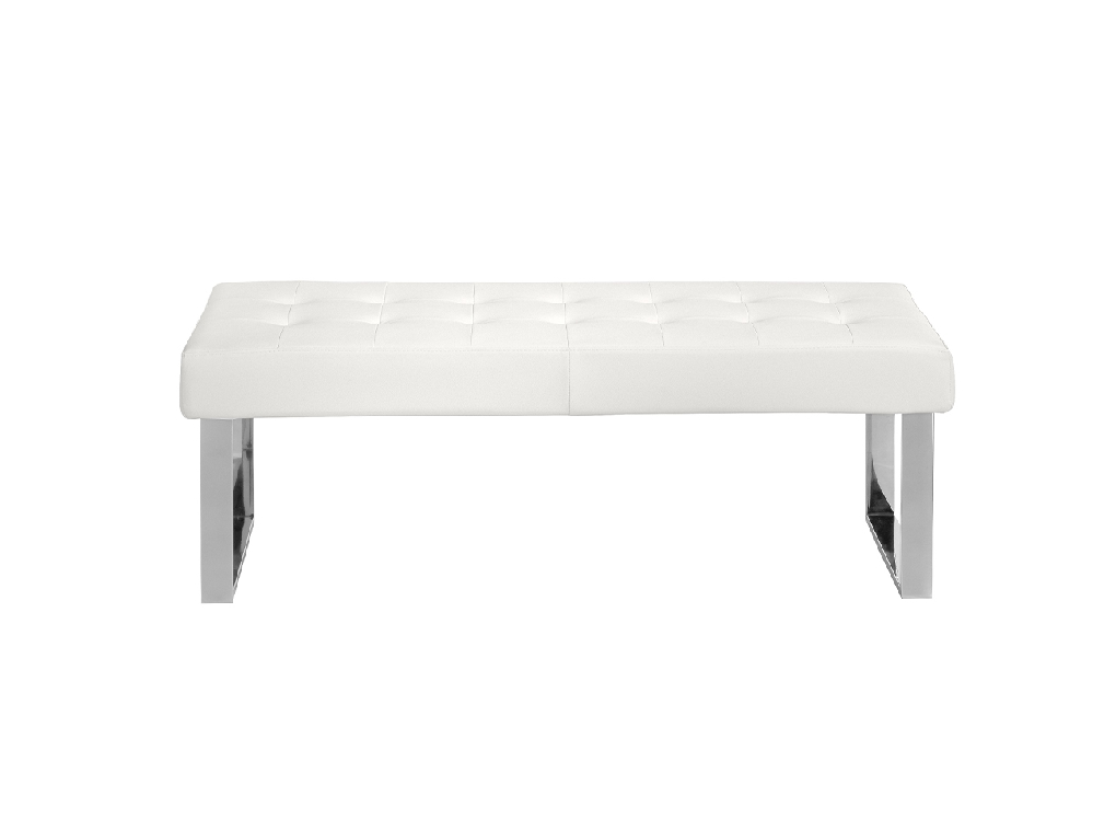 Upholstered bench in leatherette and chrome steel