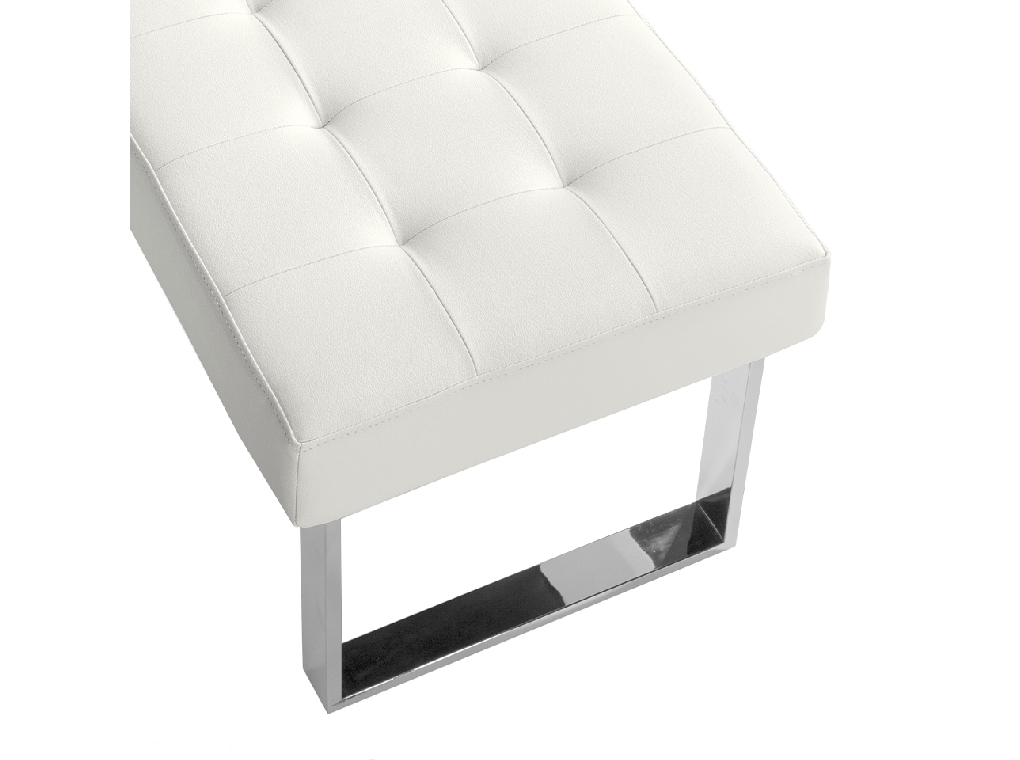 Upholstered bench in leatherette and chrome steel