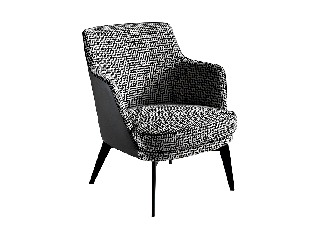 Armchair upholstered in houndstooth fabric