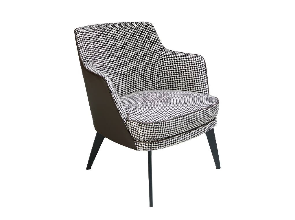 Armchair upholstered in houndstooth fabric
