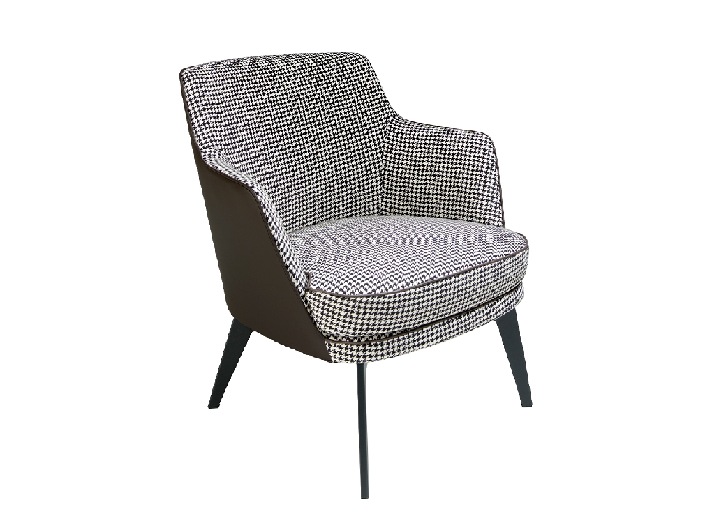 Fauteuil rembourré en tissu pied-de-poule