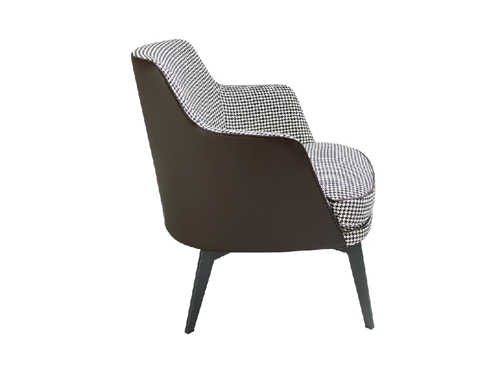 Fauteuil rembourré en tissu pied-de-poule