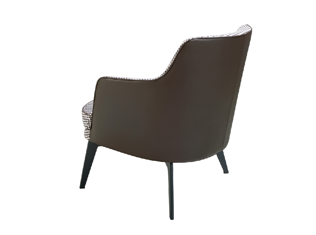 Fauteuil rembourré en tissu pied-de-poule