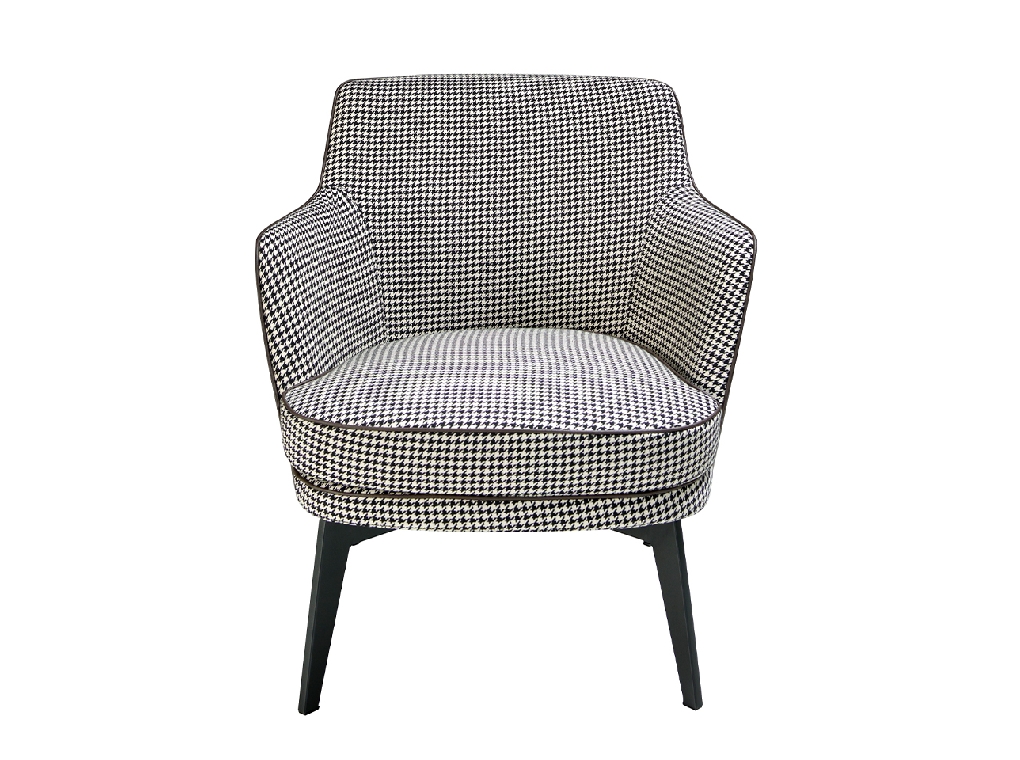 Fauteuil rembourré en tissu pied-de-poule