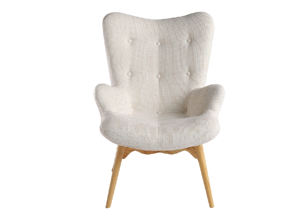 Armchair upholstered in tufted fabric
