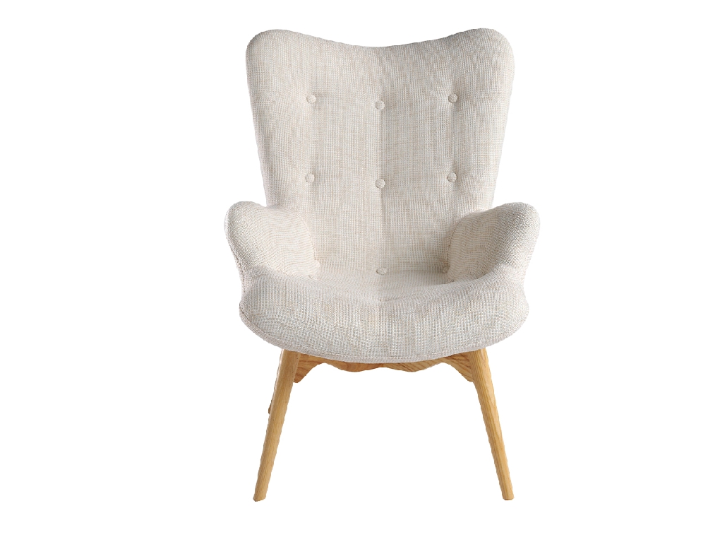 Fauteuil rembourré en tissu capitonné