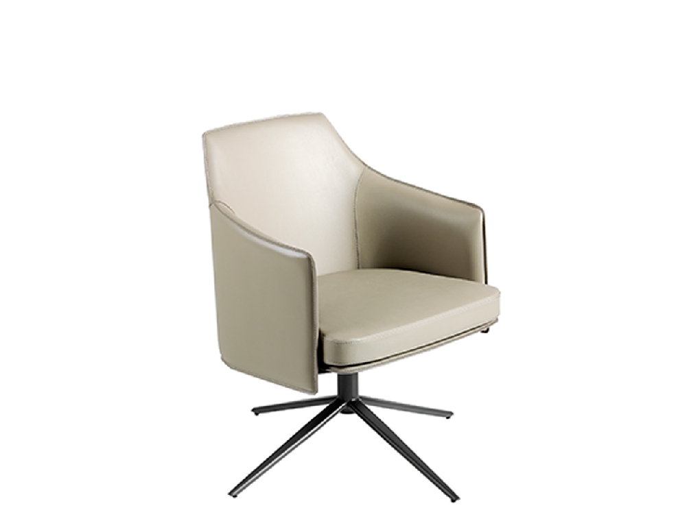 Swivel armchair upholstered in leatherette