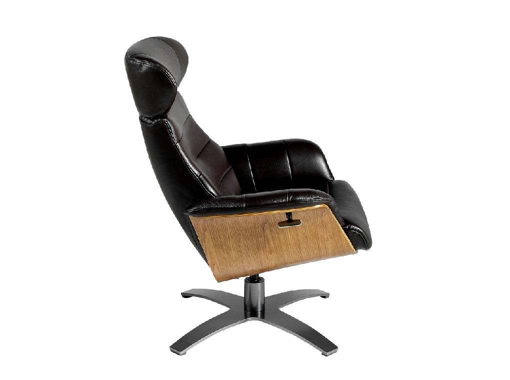 Swivel relax armchair upholstered in leather