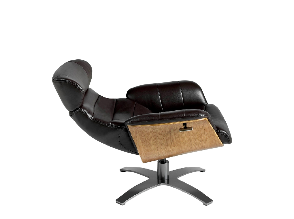 Swivel relax armchair upholstered in leather
