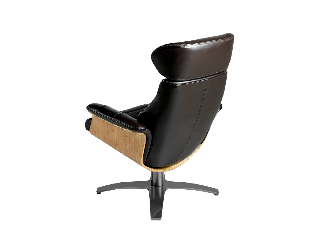 Swivel relax armchair upholstered in leather