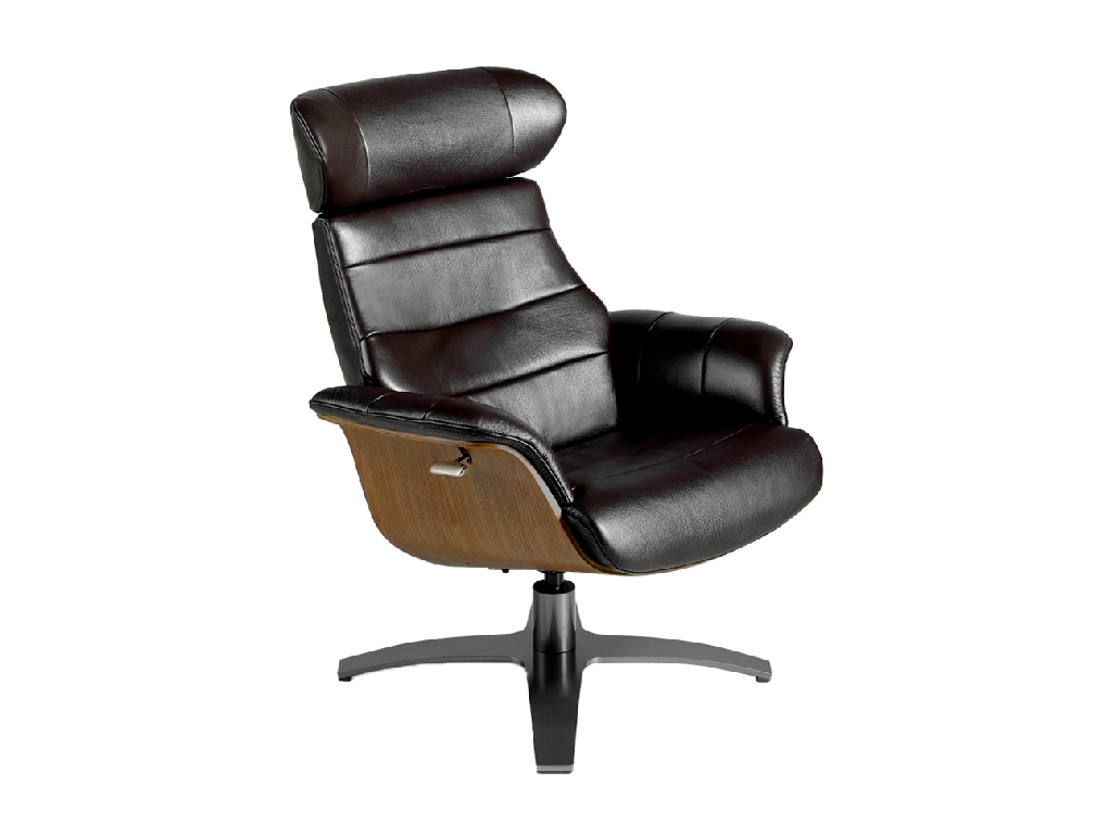 Swivel relax armchair upholstered in leather