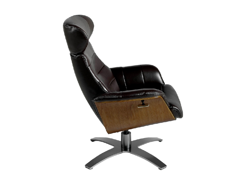 Swivel relax armchair upholstered in leather