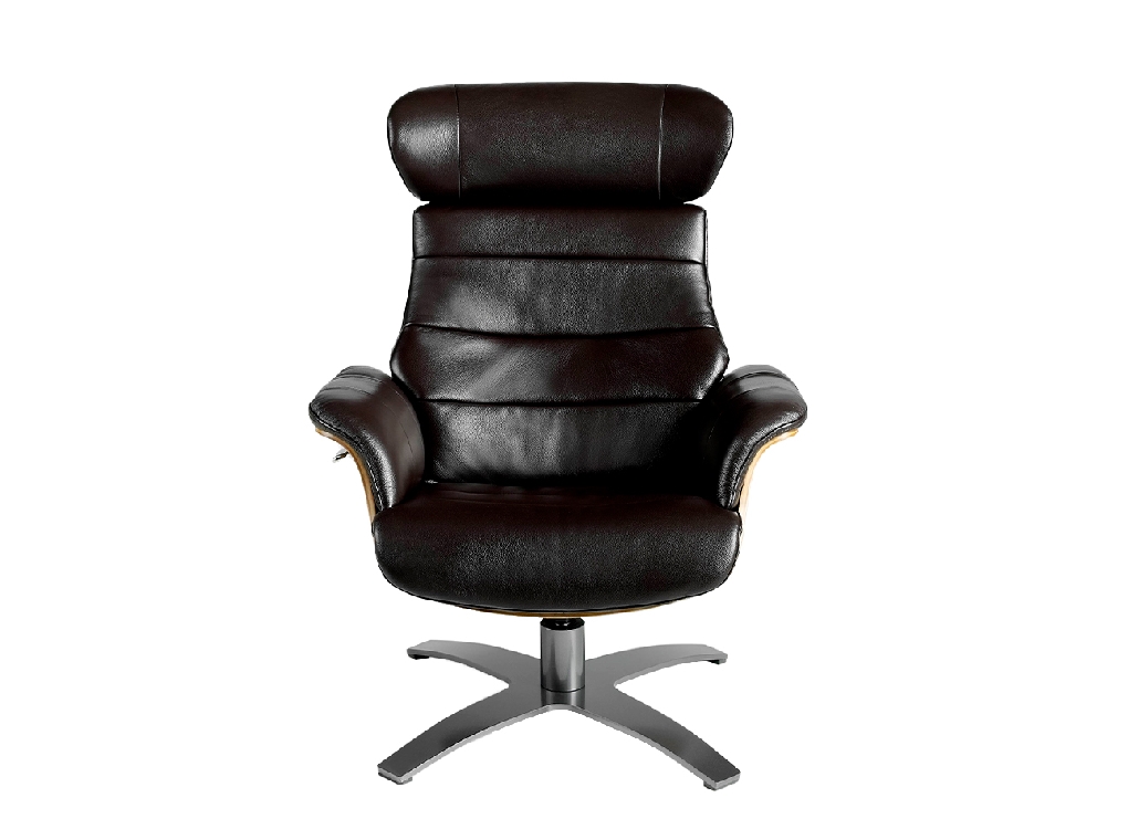 Swivel relax armchair upholstered in leather