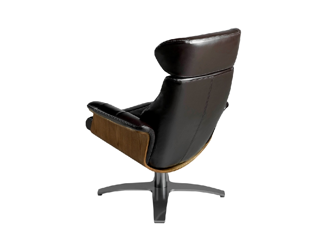 Swivel relax armchair upholstered in leather