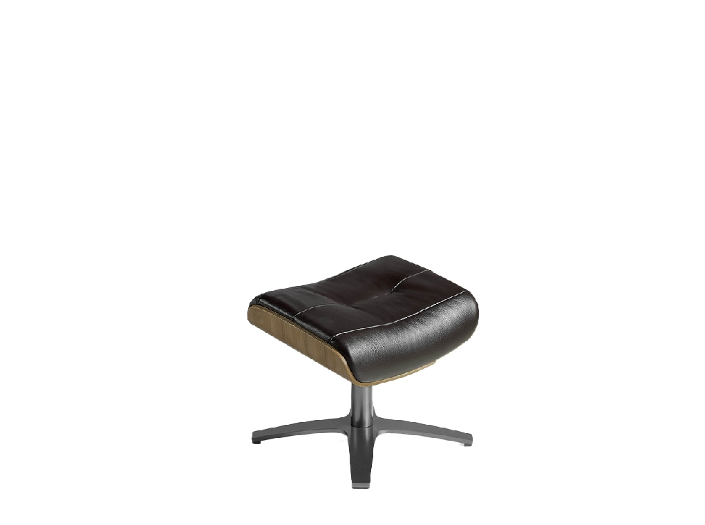 Swivel leather upholstered ottoman