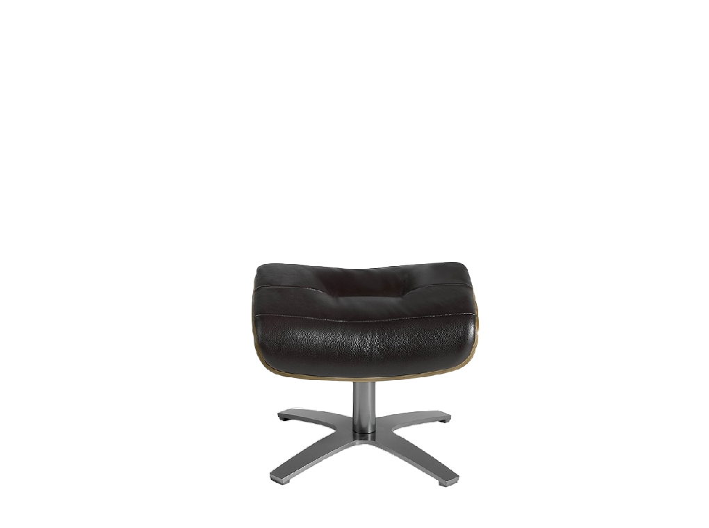 Swivel leather upholstered ottoman