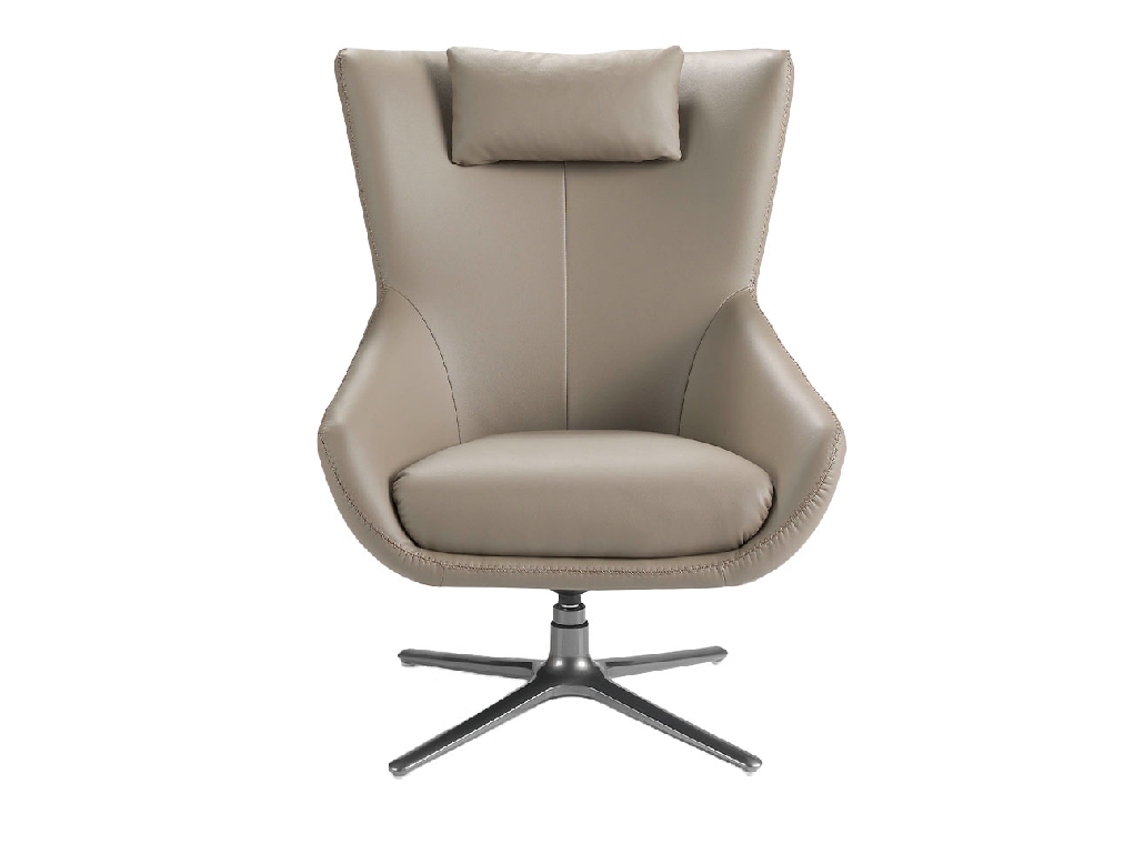 Swivel armchair with leatherette upholstered cushion