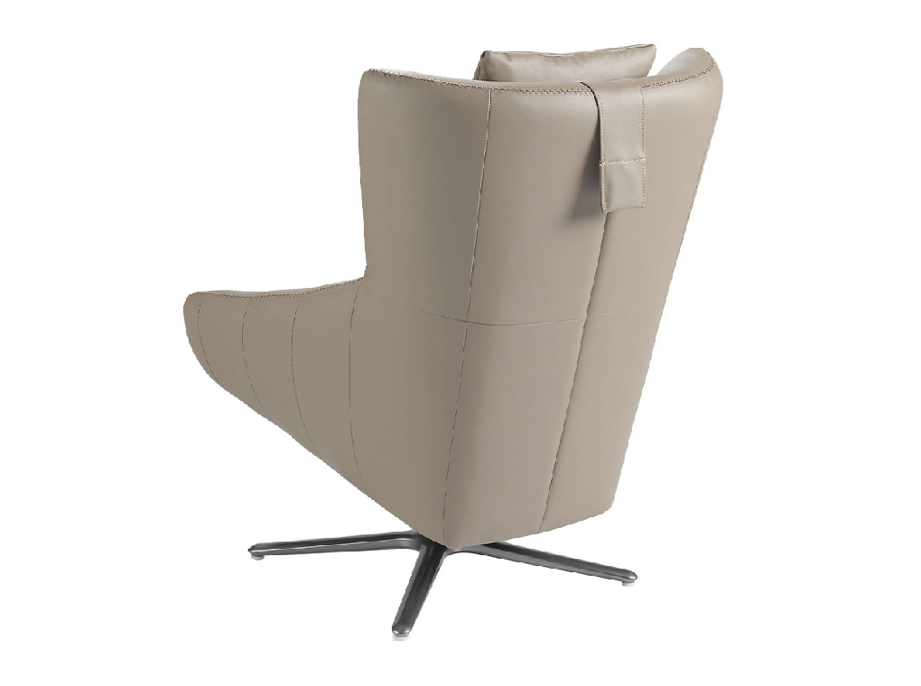 Swivel armchair with leatherette upholstered cushion