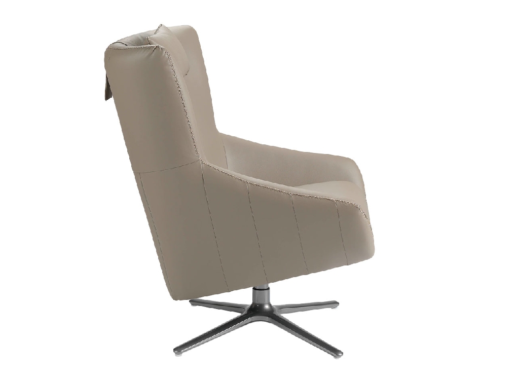 Swivel armchair with leatherette upholstered cushion