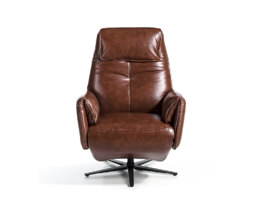 Swivel double relax armchair upholstered in leather