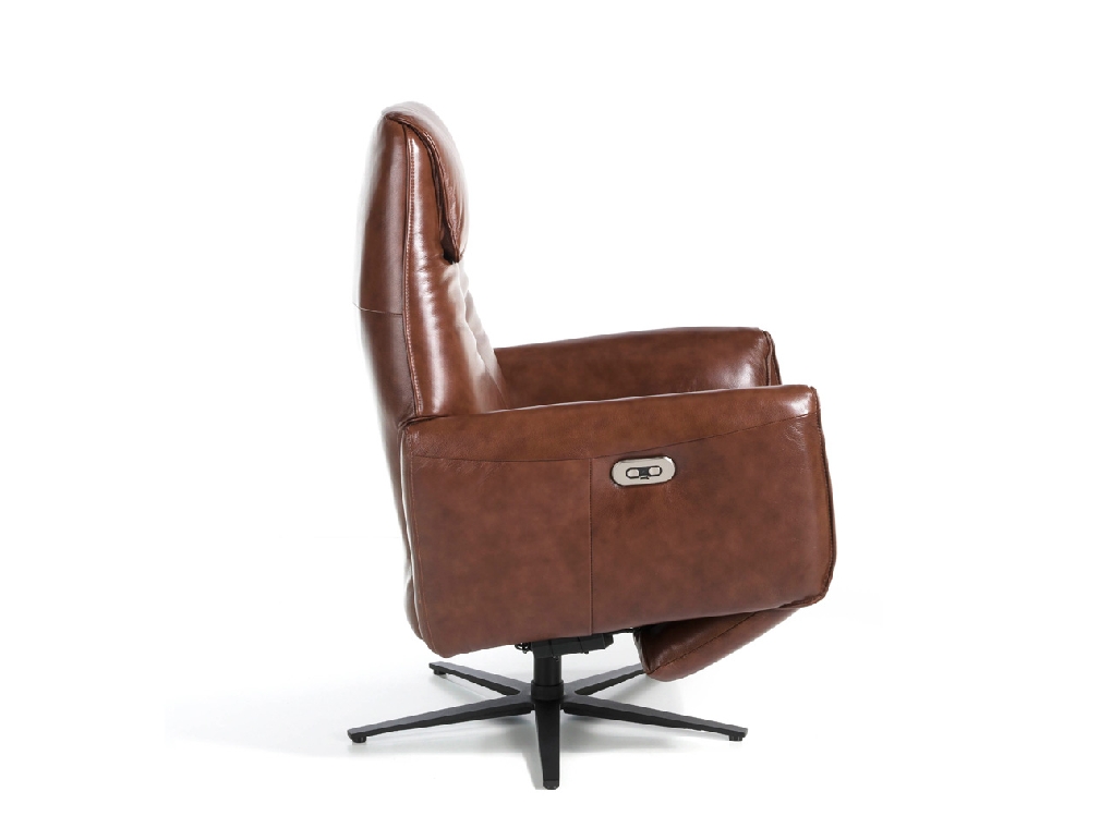 Swivel double relax armchair upholstered in leather