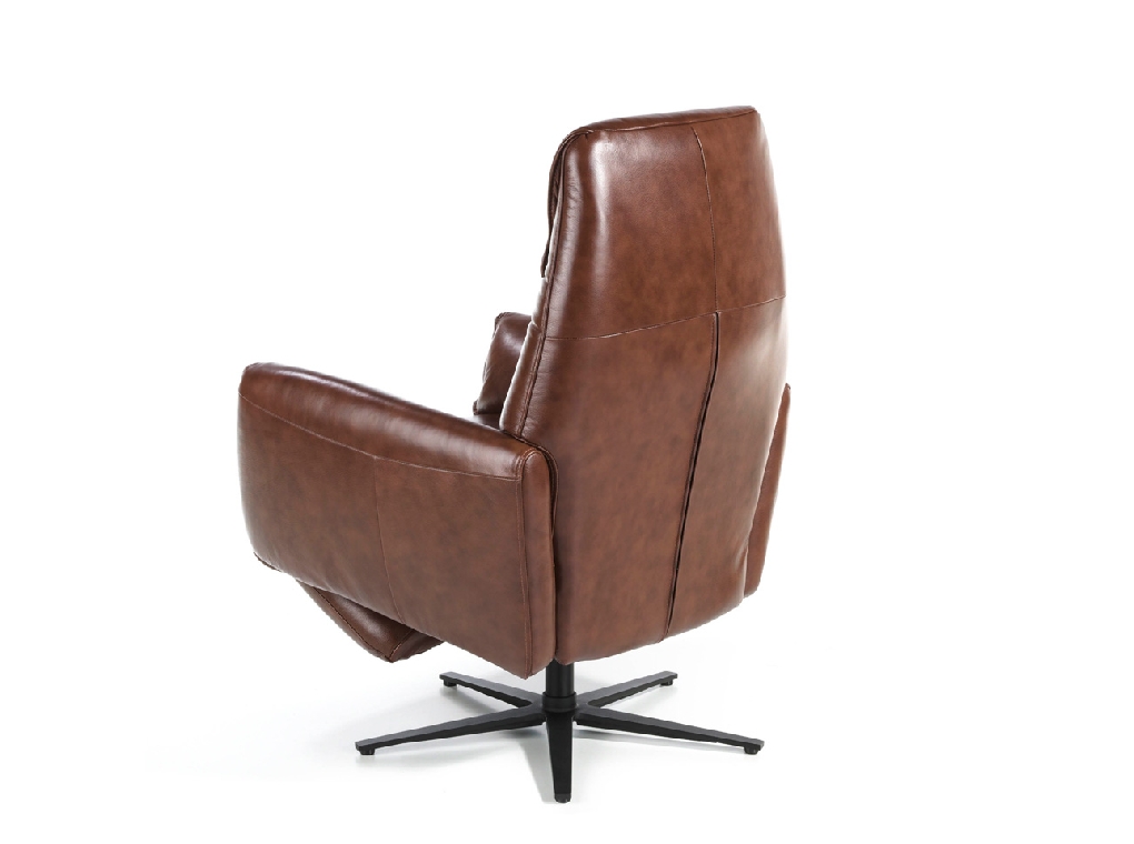 Swivel double relax armchair upholstered in leather