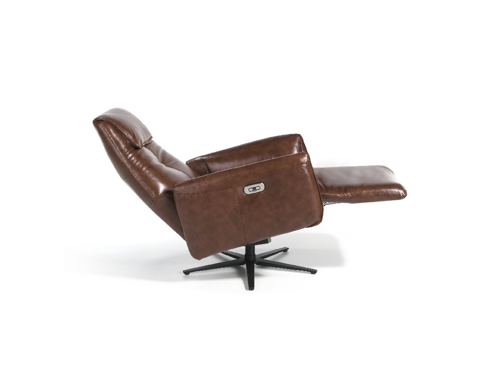 Swivel double relax armchair upholstered in leather