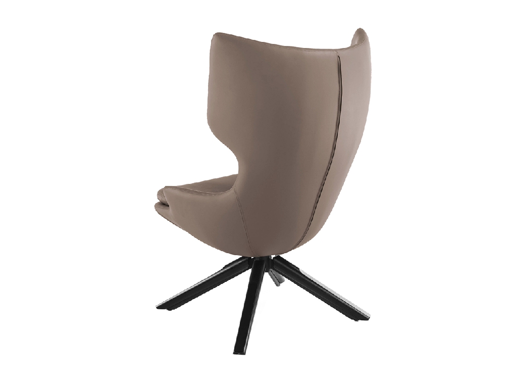 Swivel armchair with cushion upholstered in leatherette