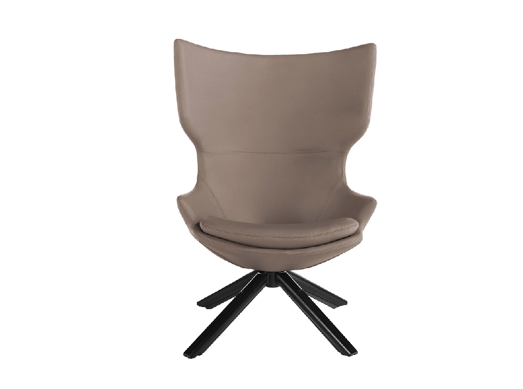 Swivel armchair with cushion upholstered in leatherette