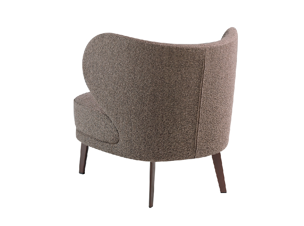 Armchair upholstered in fabric and brown steel legs