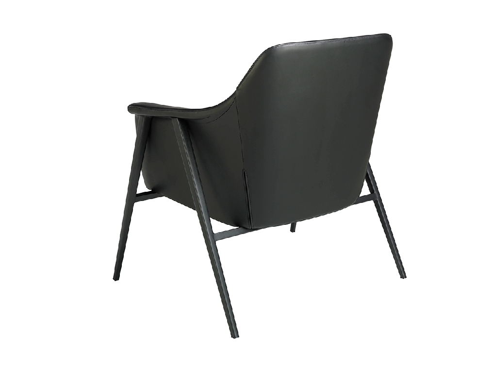 Upholstered fabric and eco-leather armchair with black steel structure