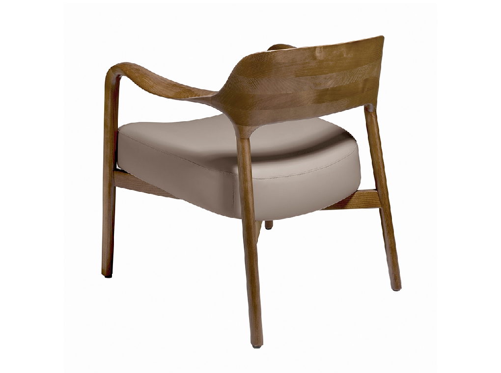 Fauteuil tapissé en éco-cuir et structure en bois de frêne