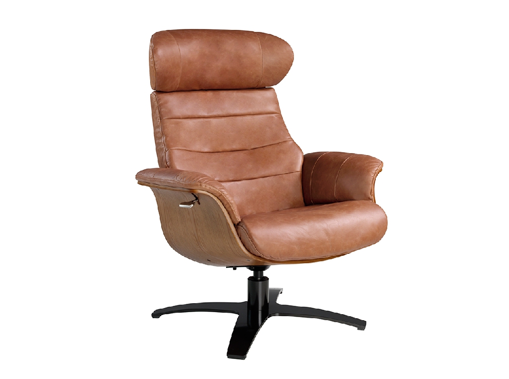 Leather upholstered swivel relax armchair