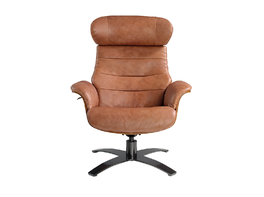 Leather upholstered swivel relax armchair