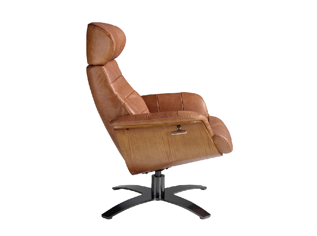 Leather upholstered swivel relax armchair