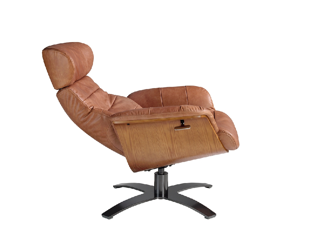 Leather upholstered swivel relax armchair