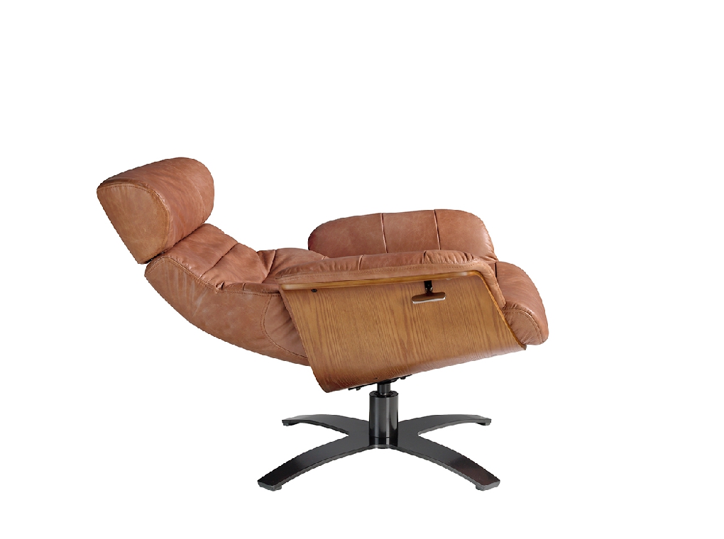 Leather upholstered swivel relax armchair