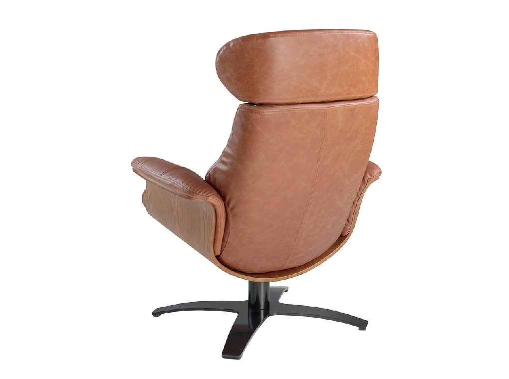 Leather upholstered swivel relax armchair