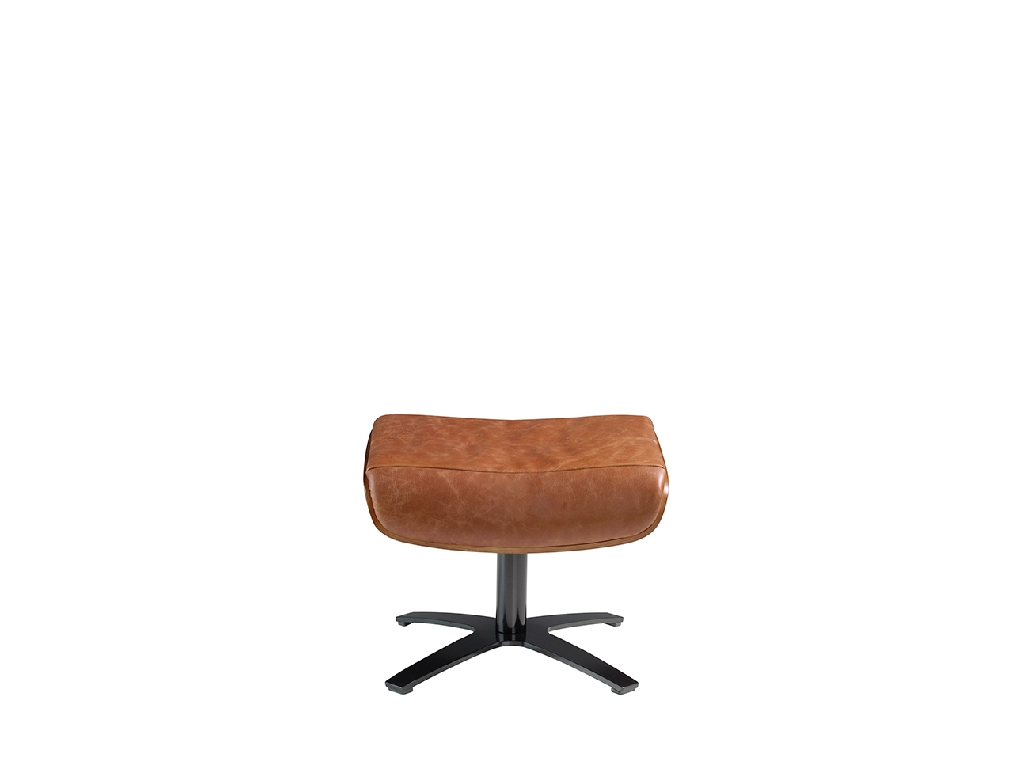 Leather upholstered swivel ottoman