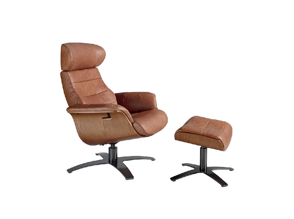 Leather upholstered swivel ottoman Leather upholstered swivel ottoman